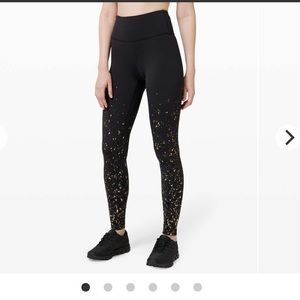 Lululemon black speckled gold wunder tight 28”